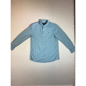 Vineyard Vines Whale Shirt Blue Gingham Button Down Long Sleeve Kids Size M